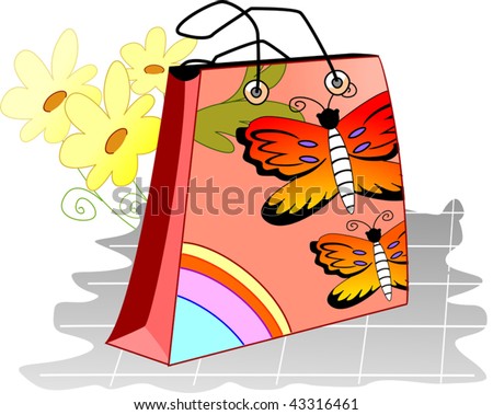 Illustration of design with shopping pouch	