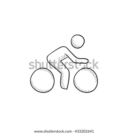 Man riding  bike vector sketch icon isolated on background. Hand drawn Man riding  bike icon. Man riding  bike sketch icon for infographic, website or app.