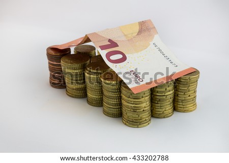 Stockes Coins and Euro Bills of 10