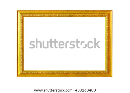 Gold vintage frame isolated on white background