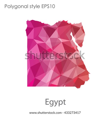 Egypt map in geometric polygonal style.Abstract gems triangle,modern design background.