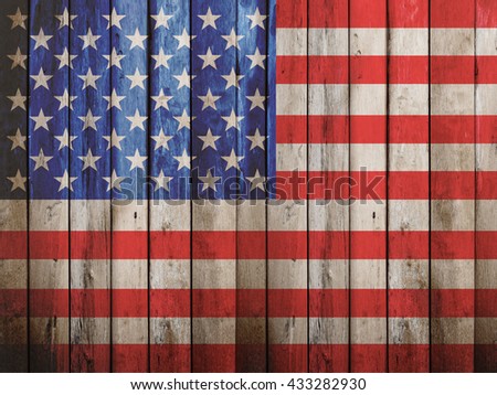 America flag and wood background