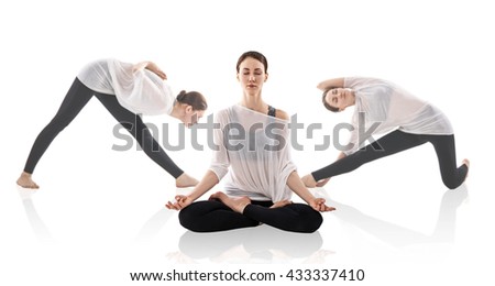 Young woman doing yoga exercise
