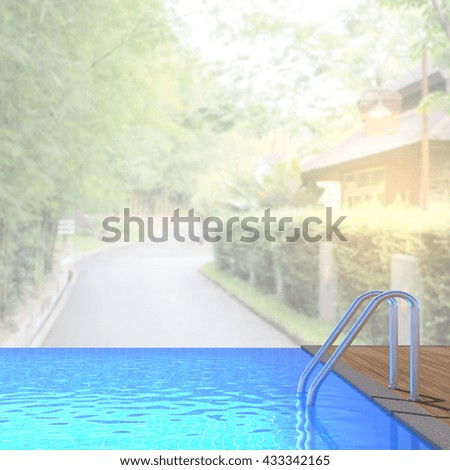 Swimming Pool And Terrace Of The Blur Nature Background