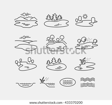 Nature Landscape Vector Icons  Royalty-Free Stock Photo #433370200