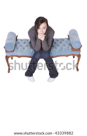 Beautiful Teenager Looking at the Camera - Isolated