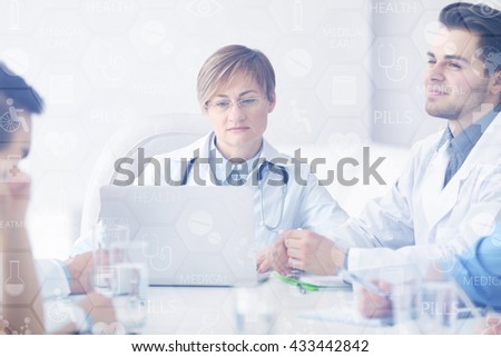 Medicine doctor working with modern laptop. Medical network concept