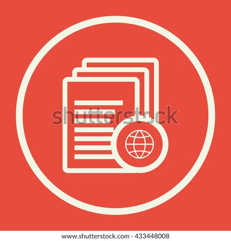 Vector illustration of files internet sign icon on red background.