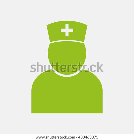 Green icon of Nurse on Light Gray background. Eps-10.