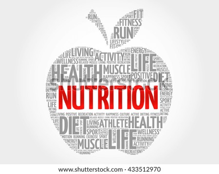 Nutrition apple word cloud, health concept