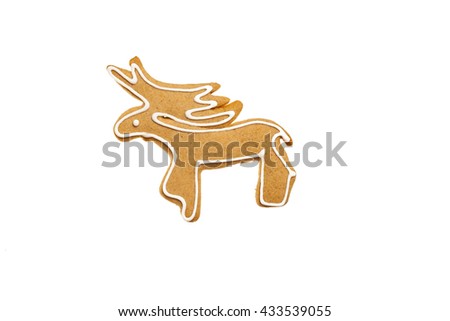 Christmas gingerbread pastry - Reindeer - Merry Christmas - isolated on white background