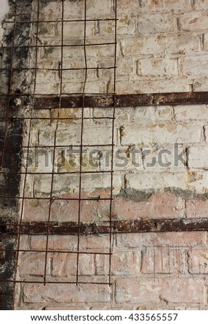 Old brick wall, metal