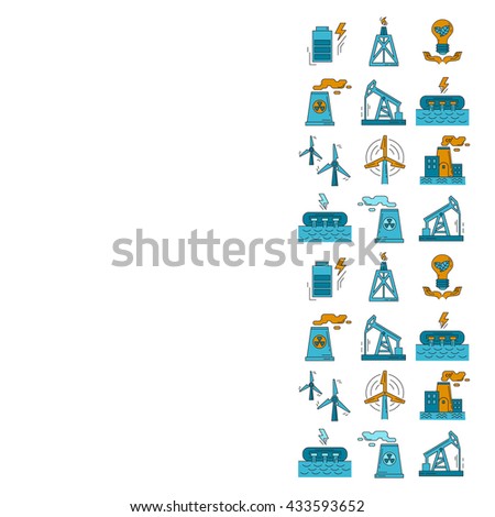 Energy Ecology and Pollution Vector set of icons