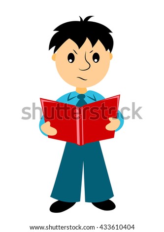 The boy reads the report. Clip art for business. Isolated on white. Vector.