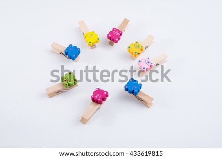 Colorful cute wood clips. 