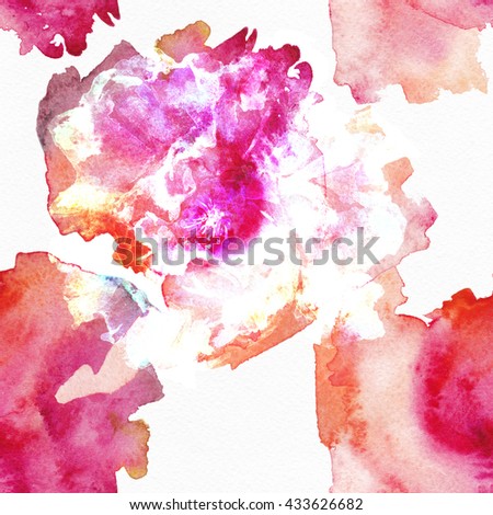Watercolor seamless bright background from picturesque blots. Picturesque surface for exotic fabric. Fabric for summer tropical holiday.Floral clip art with colors and layers effect! seamless pattern.