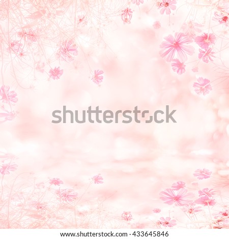 Art background & Soft blur of cosmos flowers with bokeh in the pastel color style for background.