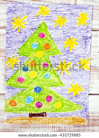 colorful drawing: Christmas tree