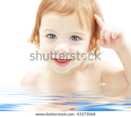 bright picture of baby boy in water