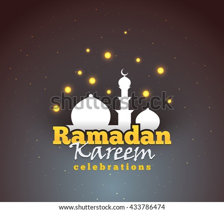 Ramadan Kareem greeting background. Colorful design for greeting postcard, web banner and printing material. Vector illustration.