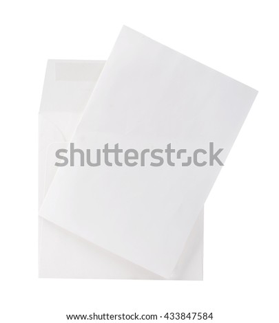 Mail envelope with letter close-up isolated on a white background.