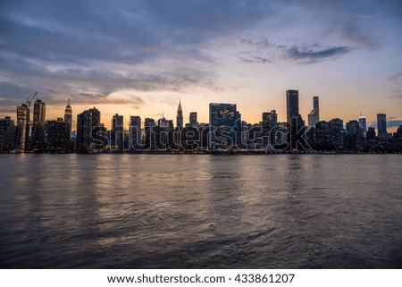 New York City manhattan evening skyline sunset buildings