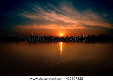  sunset over river backgrond