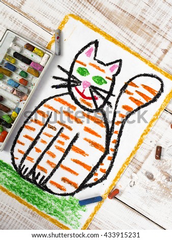 colorful drawing: fat ginger cat