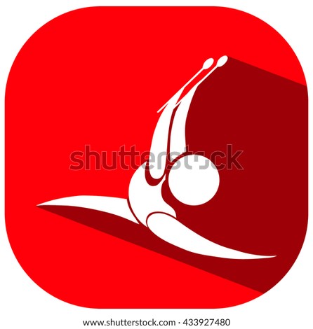 Sport icon design for gymnastics on red badge illustration