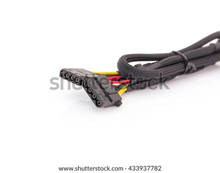 Plug of computer power supply on white background