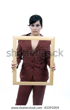 Portrait of a beautiful young woman with frame