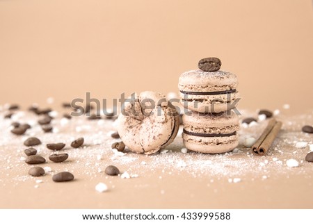 Traditional french eco-friendly dessert. Airy and delicious Chocolate Coffee and Baileys Macarons