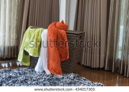 towel in bamboo basket 