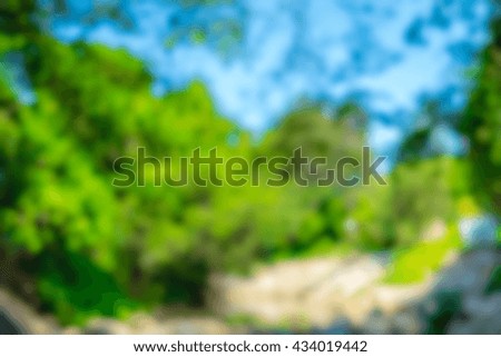 Blurred background ,Green tree in park ,natural backdrop.