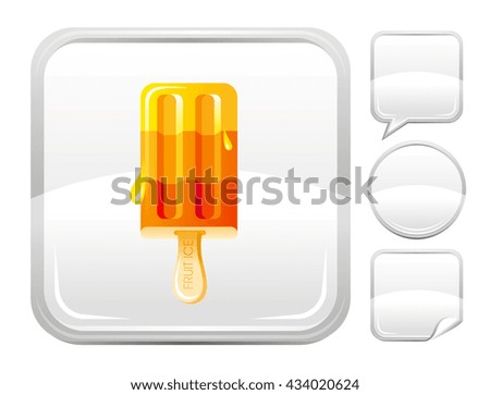Dessert food icon with fruit ice cream and other blank button forms - speaking bubble, circle, sticker