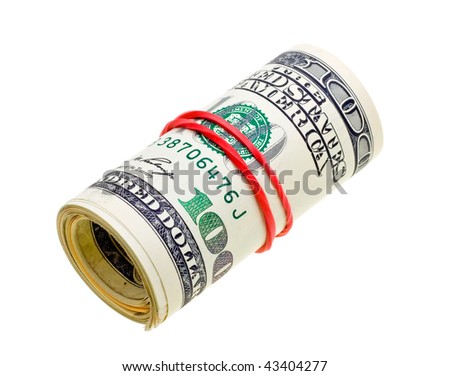 Money roll with US dollars bills isolated on white backgroun