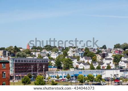 Houses up Hill in Portland Maine from Sea