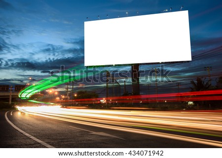 billboard blank for outdoor advertising poster or blank billboard at night time for advertisement. street light Royalty-Free Stock Photo #434071942