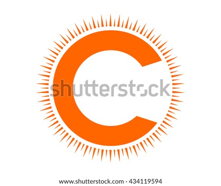 orange initial C alphabet typography uppercase capital letter image vector icon