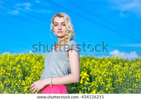 girl in rapeseed field