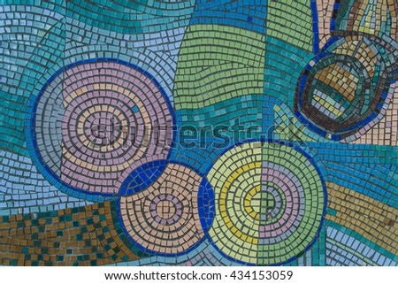metal and brick Texture. Old mosaic creates a stunning image.Abstract geometric  vintage ethnic seamless pattern ornamental. Pale colors.Selective focus. floor in antique style.