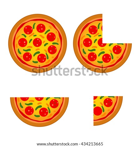 Vector stock of italian pizza with different size and slice
