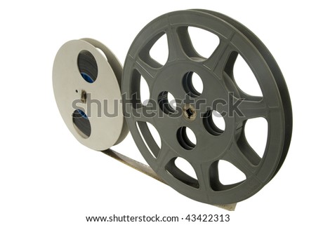 Old film reels with film Isolated on white