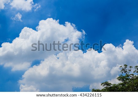 Sky with white fluffy clouds