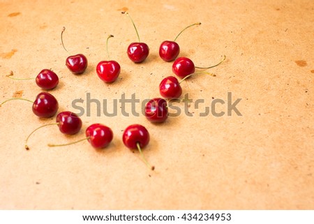Sweet cherries in a form of heart