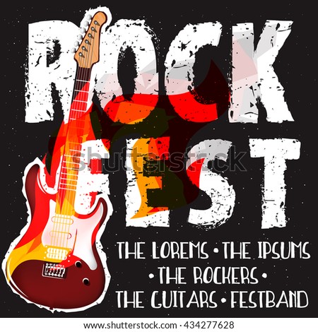 Rock festival banner concept, rock fest poster, rock fest flyer template, vector eps10.