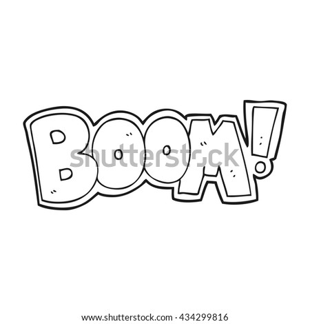 freehand drawn black and white cartoon boom symbol
