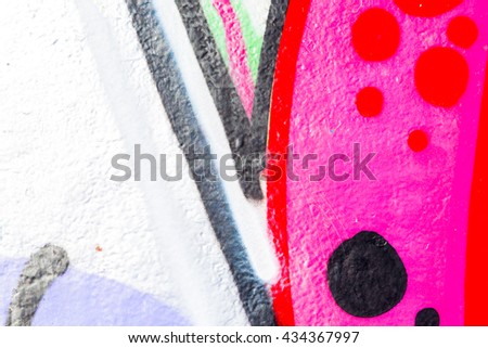 Closeup abstract painted wall of the city. Street art graffiti creative colors urban culture.