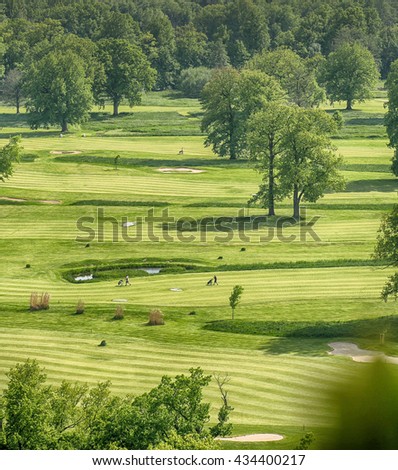 Golf course with gorgeous green and fantastic mountain view