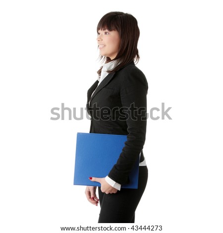 Confident business woman standing wearing elegant clothes - isolated over a white background